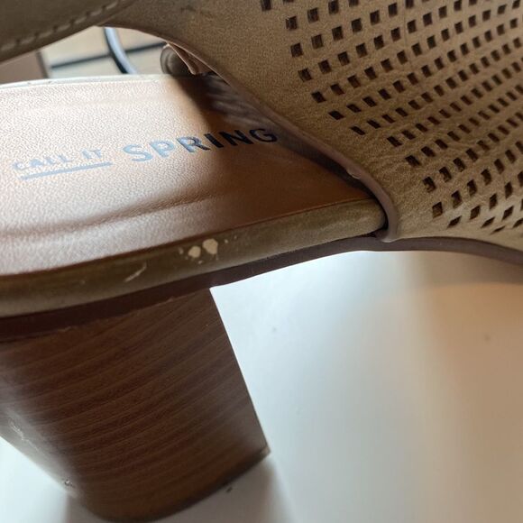 CALL It Spring Lace Open Toe High Heel Tan Sandals - Picture 12 of 13